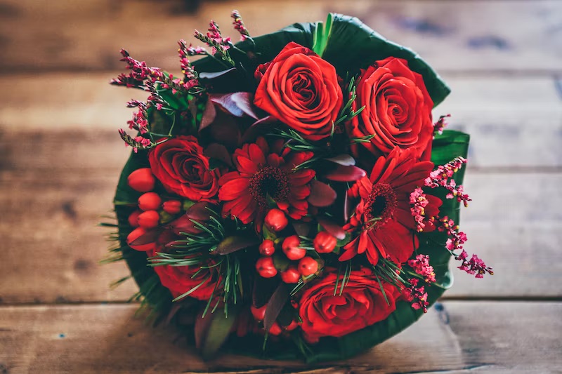 A photograph of a flower bouquet.